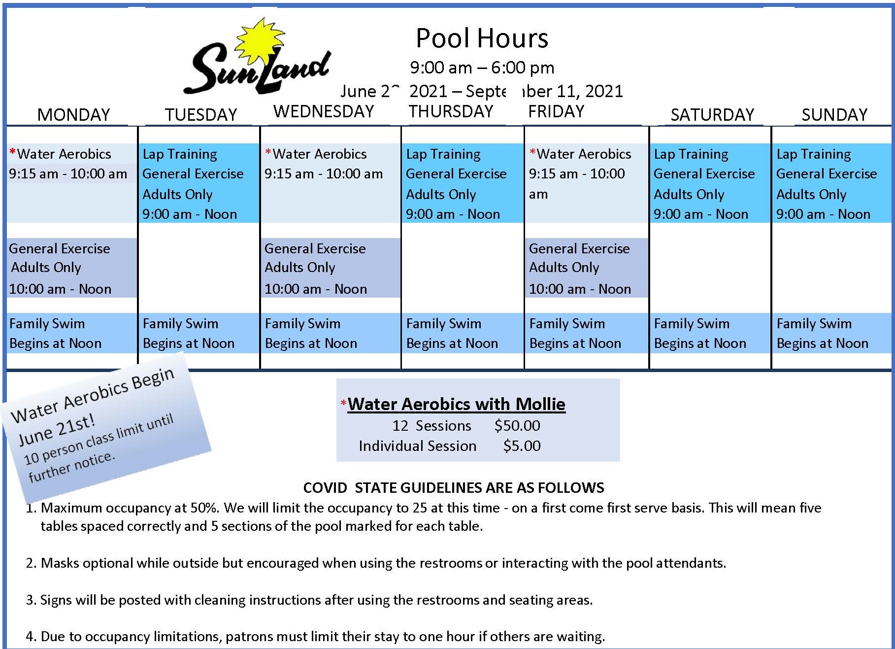 Amenities Sunland Owners Association   POOL HOURS 6 25 2021 